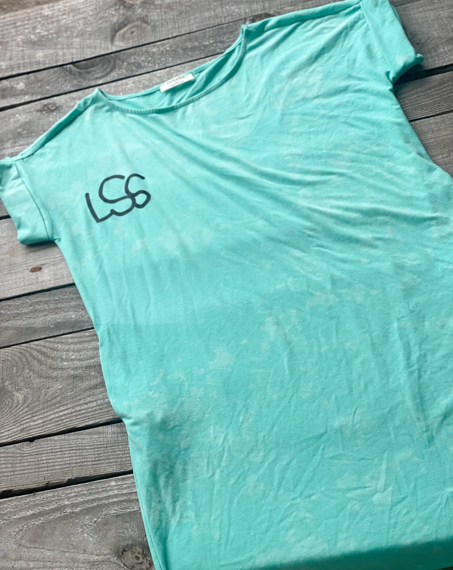 Short Sleeve Striped Pocket Dress-Acid Wash Mint