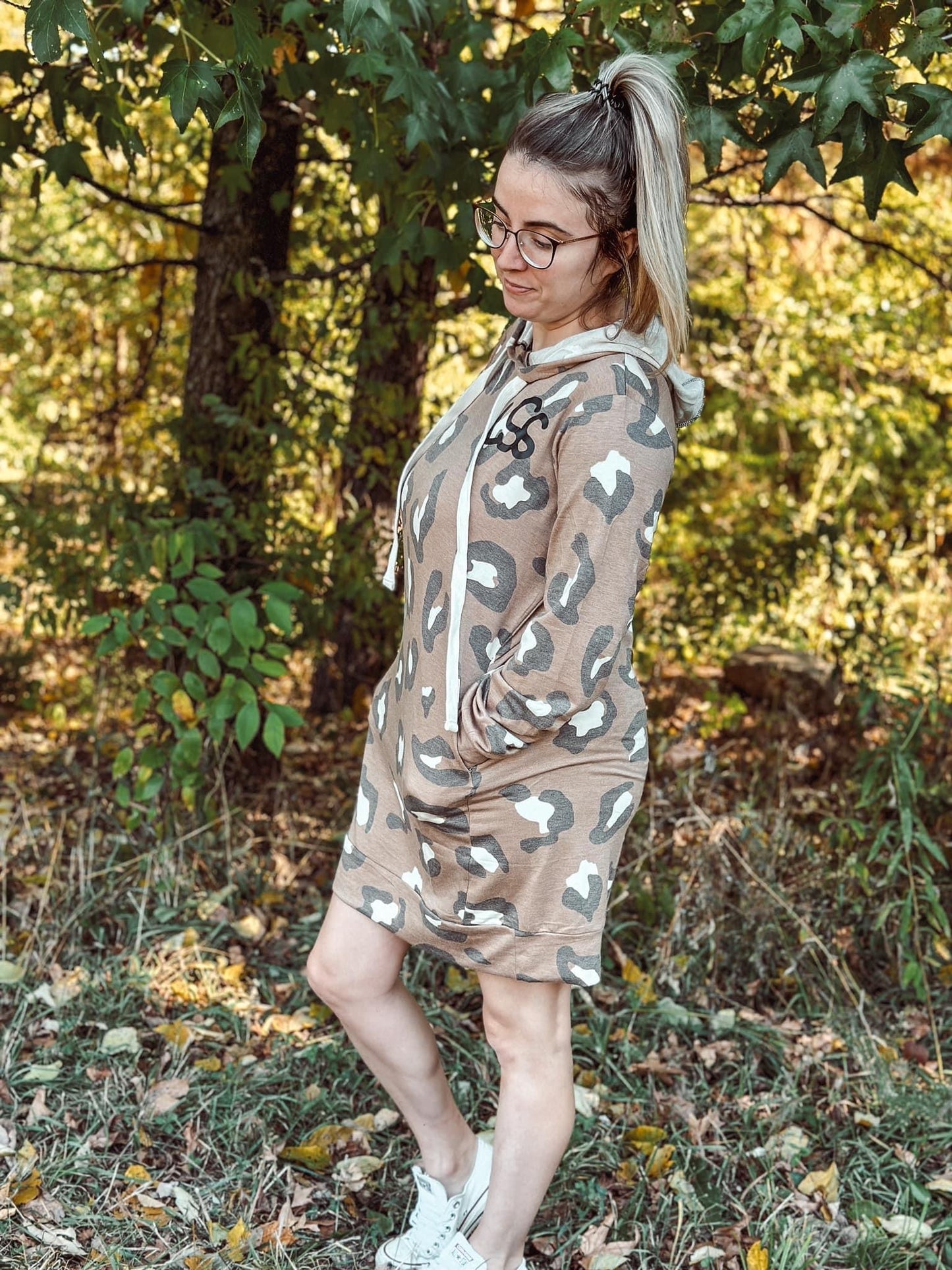 Leopard Long Sleeve Pocket Dress