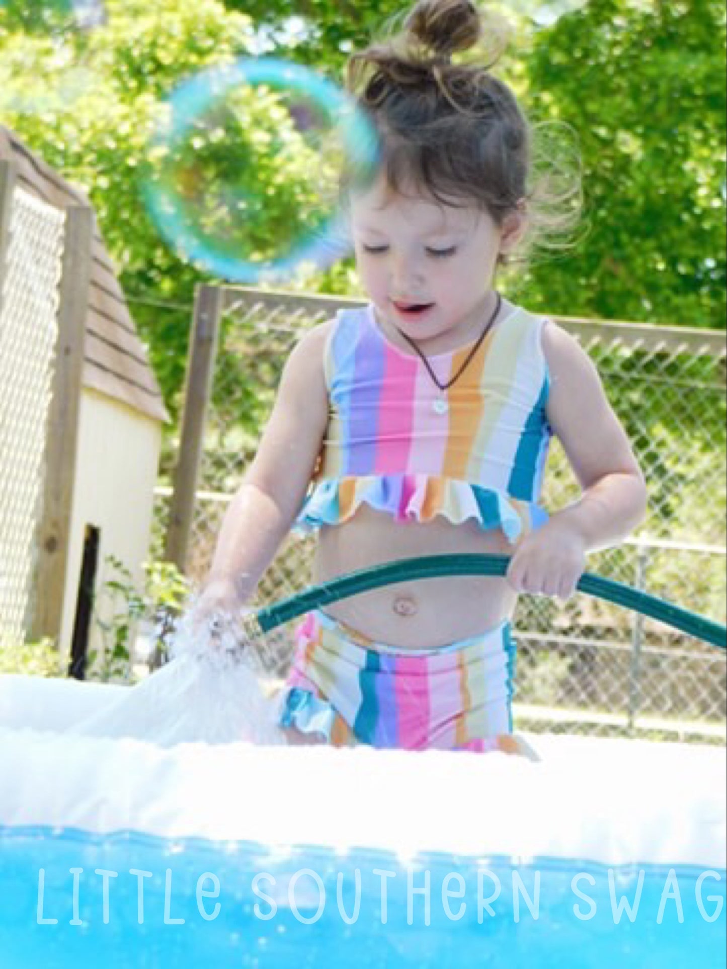 Summer Rainbow Swim Ruffle Top - Little Southern Swag