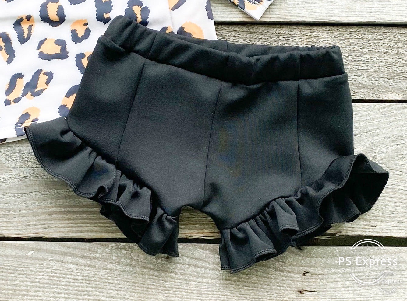 Black Basic Ruffle Swim Bottoms