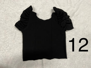 BLACK RUFFLE SLEEVE TOP