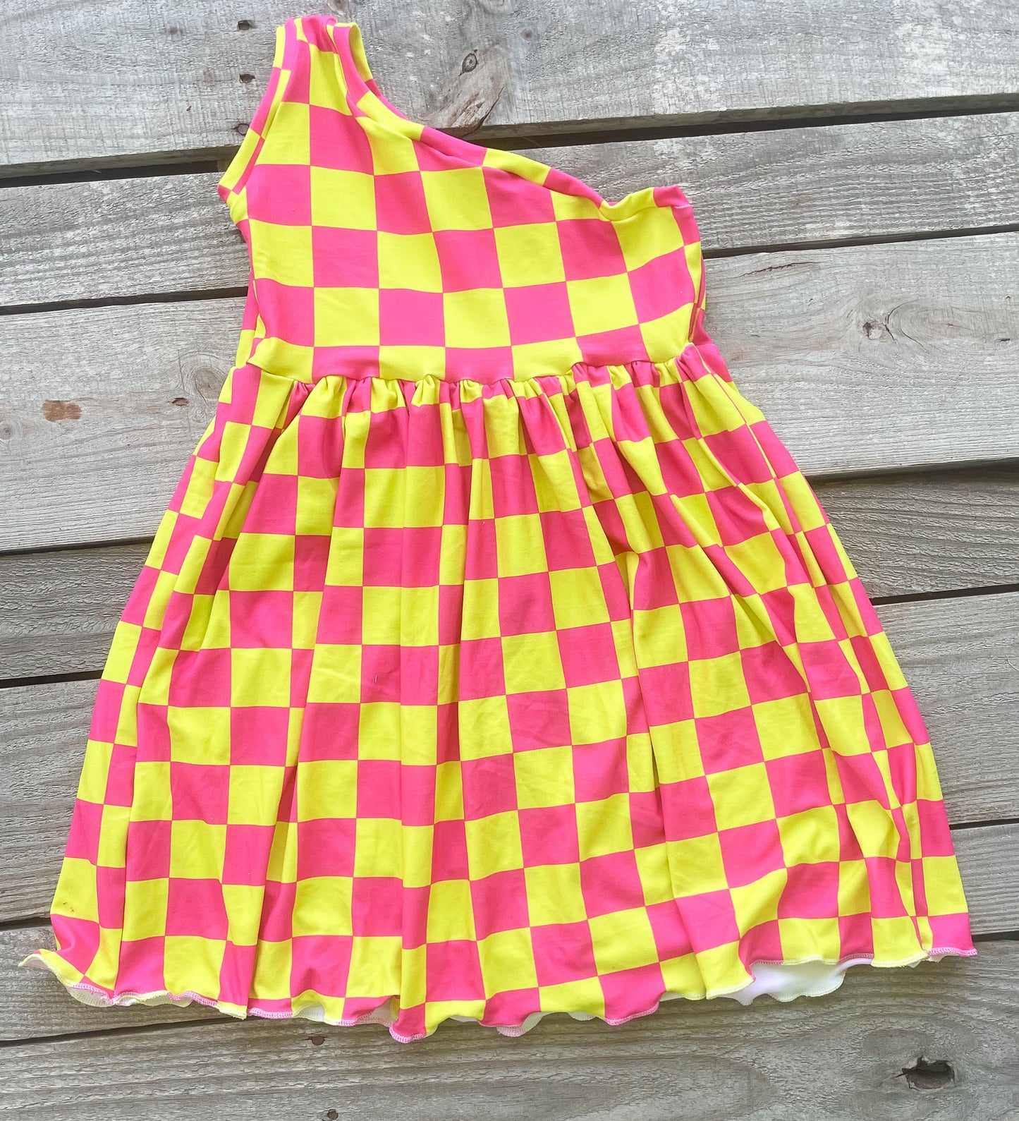 Cold Shoulder-Neon Checker