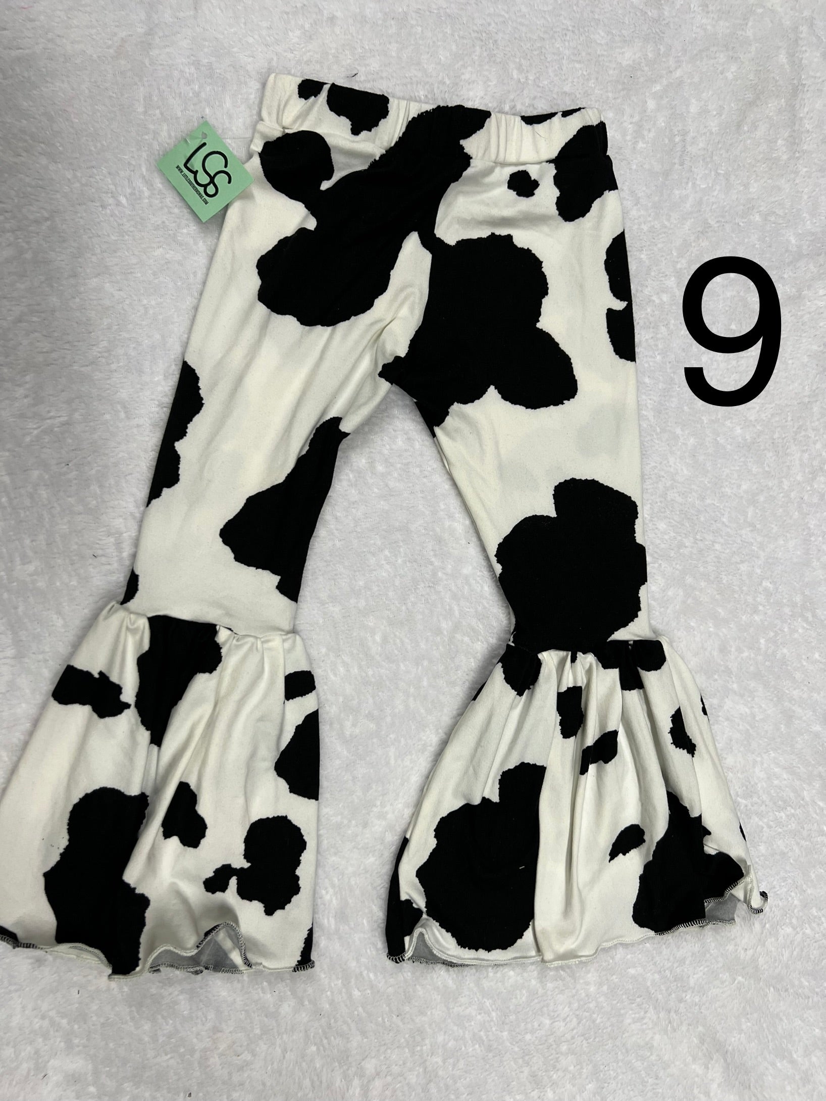 BLACK AND WHITE COW PRINT BELLS