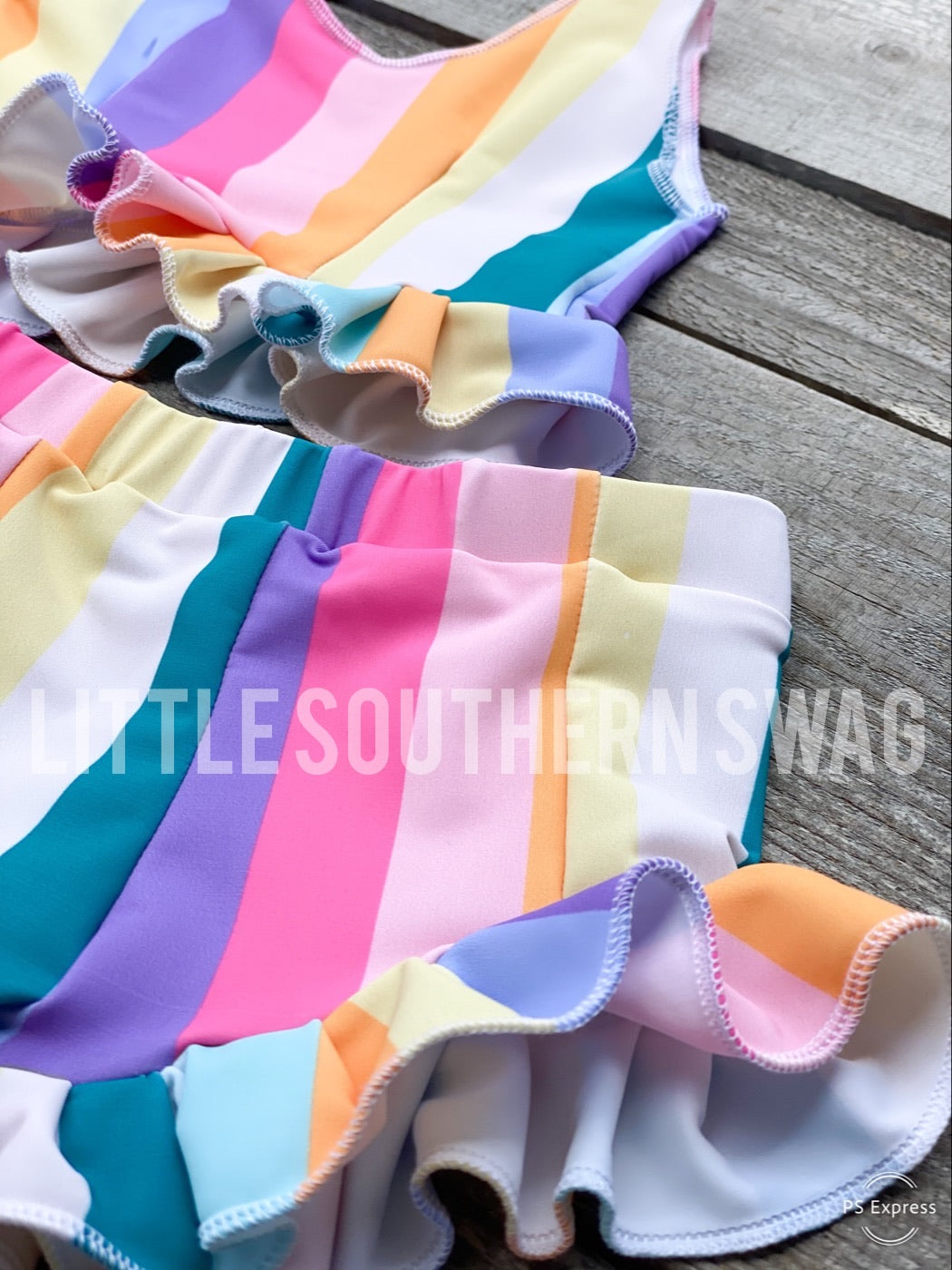 Summer Rainbow Ruffle Swim Bottoms - Little Southern Swag