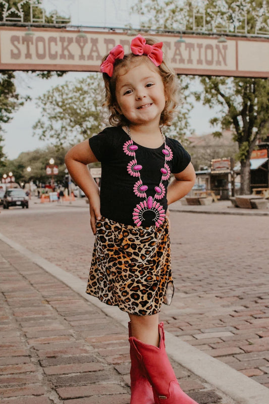 Kids Leopard Velvet Skirt